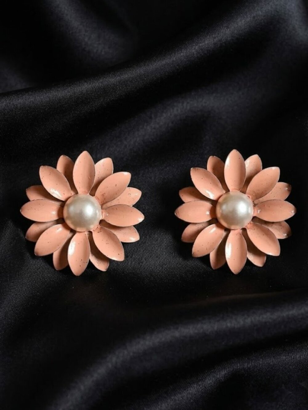 Ladies Pink Flower Earrings - Picture 3 of 11